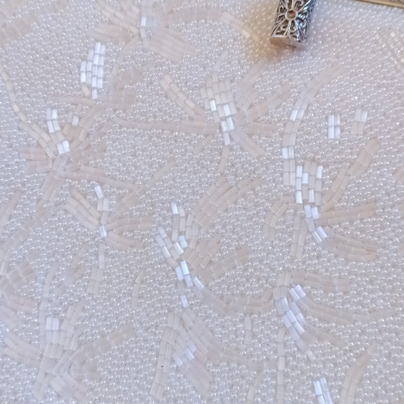 Vintage White Beaded Clutch Purse - Picture 9 of 10